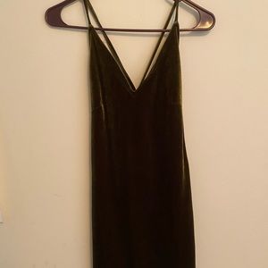 Green velvet body con dress